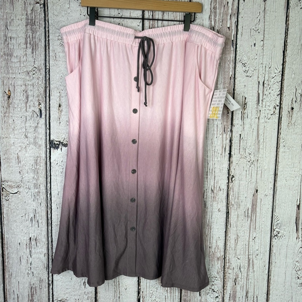 🏷️NWT LuLaRoe Marsha Skirt 3XL (Plus Size 26-28) Pink Purple Ombre Button Front